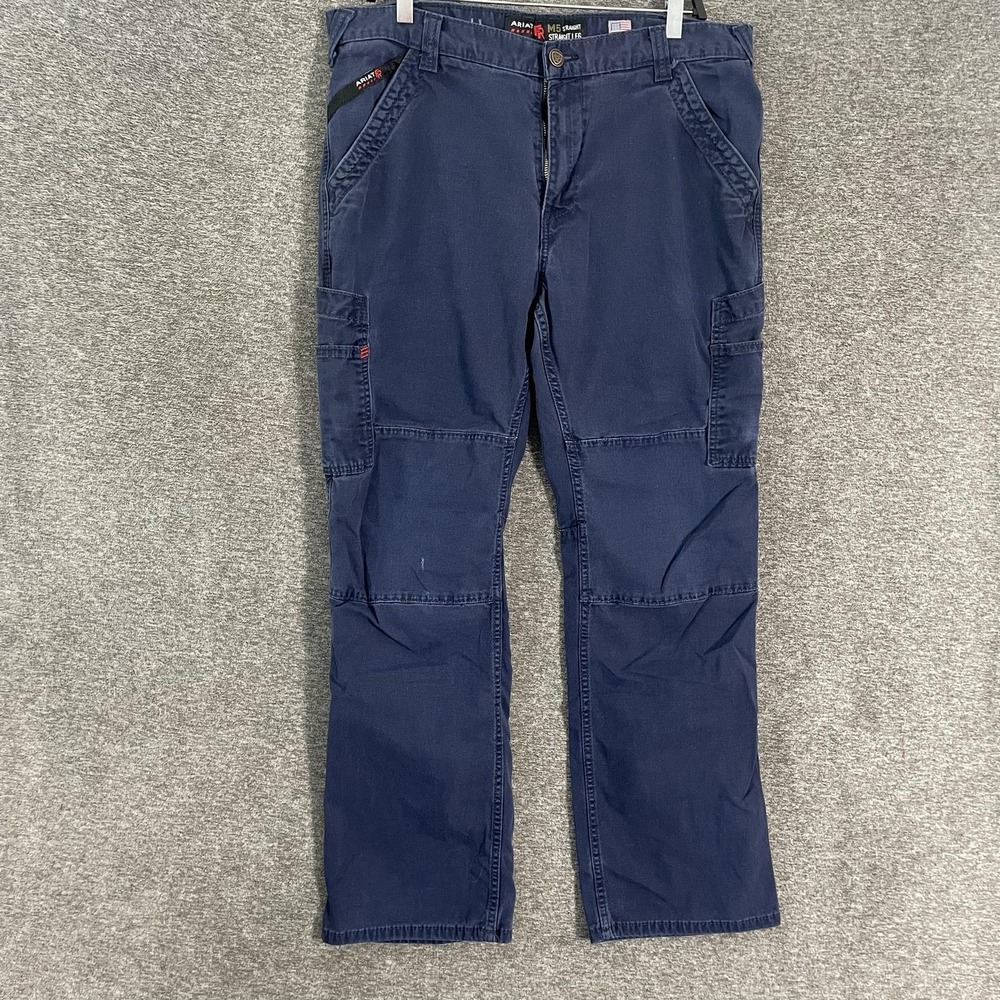 Ariat FR Pants Mens 36x32 Blue Cargo M5 Straight Leg Flame Resistant READ